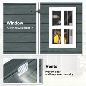 Outsunny Domek ogrodowy 2,89 m² z wyglądem drewna, 3 okna, wentylacja, podłoga, zamek, rękawice, 182 x 182 x 196 cm | Aosom PL