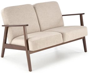 Drewniana beżowa tapicerowana sofa retro - Alexander 4X