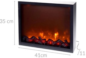 Kominek elektryczny LED z realistycznym płomieniem, dekoracja świąteczna, 41 x 35 cm