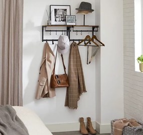 Industrialny Wieszak Ścienny Na Ubrania Z Półką G3-A95