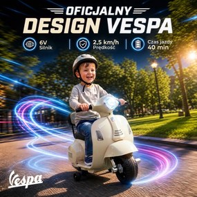 AIYAPLAY Elektryczny motocykl dziecięcy Mini Vespa GTS 6V z akumulatorem litowym Ergonomiczne siedzisko i oparcie 1,5-3 lat | Aosom PL