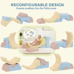 AIYAPLAY Zestaw 5 Piankowych Klocków do Wspinania, z Pokryciem z Cordu, Lekkie, do Budowania, Raczkowania, Wspinania, Kolorowe