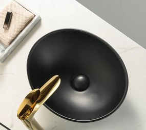 Umywalka nablatowa ceramiczna czarna matowa 41x33 cm stawiana na blat owal