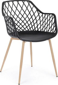 Zestaw 4 czarnych krzeseł z polipropylenu z metalowymi nogami - OPTIK