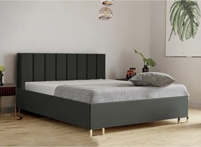 Łóżko tapicerowane MALIBU, wezgłowie, obicie VELUTTO, pojemnik na pościel, podnośnik gazowy, wysokość spania 39 cm, 120x200 cm, Morska Zieleń