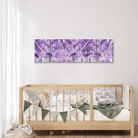 Obraz - Fioletowe liście w gipsie (170x50 cm)
