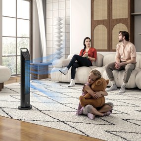 HOMCOM Wentylator stojący, wieżowy, klimatyzacja, 3 tryby, obrotowy, timer, Czarny