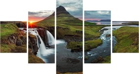 Obraz - Kirkjufell o zachodzie słońca (125x70 cm)
