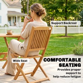 Outsunny Zestaw mebli ogrodowych FSC z drewna, 5-cz., składany stół z 4 krzesłami, lamelowy design | Aosom PL