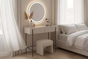 Toaletka Malmi 100 cm z szufladami - kaszmir / crema bianca / czarne nóżki