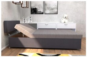 Tapicerowane łóżko z regulacją i pojemnikiem na pościel DALLAS 108x205 cm szary/antracyt