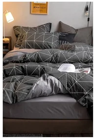 Ciemnoszara bawełniana pościel dwuosobowa z prześcieradłem 200x220 cm – Mila Home