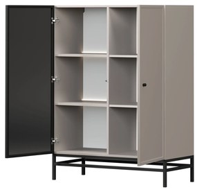 Witryna Lorini do salonu 100 cm - kaszmir / czarny uchwyt / stelaż