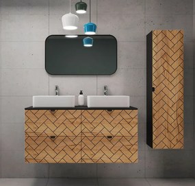 Zestaw mebli łazienkowych 3 częściowy czarny + dąb craft złoty Z8-R22