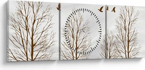 Obraz - Jeleń przed rzeką (z zegarem) (90x30 cm)