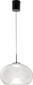 Brena - Przezroczysta lampa wisząca pojedyncza firmy Fabas Luce - Ściemnialna dioda LED 14 W - Lampa sufitowa - Średnica 33 cm