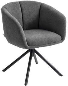 HOMCOM Fotel, tapicerowany z wygodnym siedziskiem, obrotowy, miękki materiał, do 120 kg, Ciemnoszary