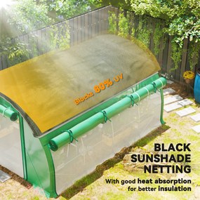 Outsunny Szklarnia Polytunelowa 4 x 3 x 2 m z siecią przeciwsłoneczną, zwijanymi ścianami bocznymi, pokrywą z plastiku, stalową ramą, Zielony