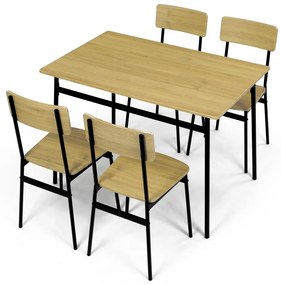 Zestaw jadalniany Industrial z 4 krzesłami, 110 x70 x 76 cm, dziki dąb