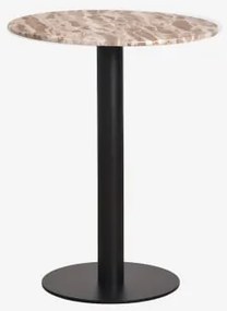 Okrągły Barowy Stół Z Naturalnego Kamienia Xiren Ø60 Cm & Czarny & Marmur Beżowy Panther - Sklum