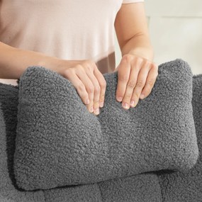 HOMCOM Fotel bujany z podnóżkiem, miękkie pokrycie polarowe, drewniane nogi, poduszka, wysokie oparcie, fotel bujany, ciemnoszary