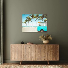 Obraz na szkle - Vintage van na plaży (70x50 cm)