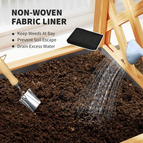 Outsunny Wysoka grządka z kratką do pnączy, Spalier Skrzynka na Rośliny Drewniana 83 x 36 x 145cm Jasnobrązowy