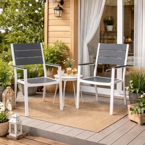 Krzesła ogrodowe Caprila - zestaw 2 szt. na taras i balkon, kolor biało-szary