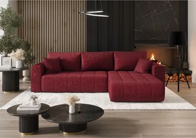 Narożnik z funkcją spania MILO Monolith 59 czerwony prawy sofa w kształcie L z pojemnikiem na pościel sofa do salonu, sofa rozkładana, sofa z pojemnikiem