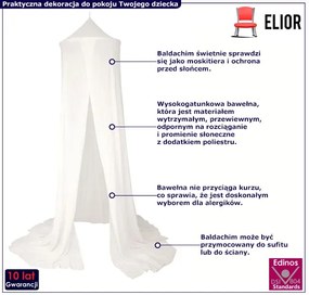 Biały baldachim do pokoju dziecięcego - Edon
