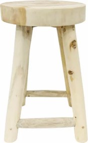 Stołek z drewna tekowego, okrągły, 46 cm, naturalny