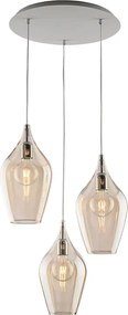 Zawieszenie Ares Iron z bursztynowym szkłem pyreksowym 3 lampy 141 Ø50 BL273-S3-AM