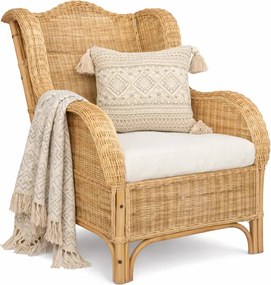 Fotel z prawdziwego rattanu z poduszką K6-D34