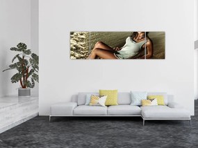 Obraz kobiety na plaży (170x50 cm)