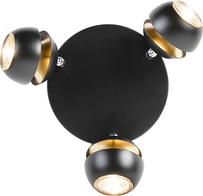 Nowoczesny reflektor 3-źródłowy czarny ze złotym wnętrzem - Buell Deluxe