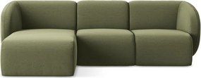 Zielony aksamitny narożnik (lewostronny/z szezlongiem) Lani – Makamii