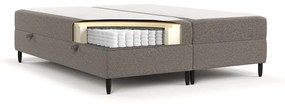 Brązowe łóżko boxspring ze schowkiem 200x200 cm Malte – Maison de Rêve