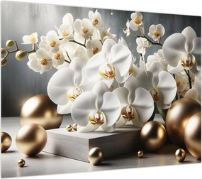 Obraz - Orchidea i złote kule (70x50 cm)