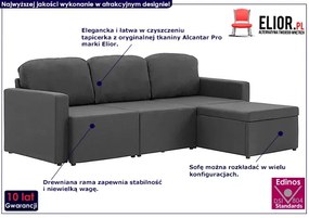 Rozkładana sofa modułowa ciemnoszara tkanina - Odi 4Q