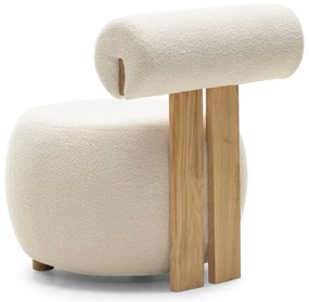 Kremowy designerski fotel HANNA, dąb
