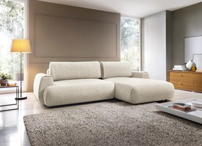 Masseno Narożnik ZEST z funkcją spania i pojemnikiem na pościel Narozniki L, Rozkładana sofa - Kremowy, PUENTE 03