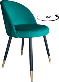 Krzesło TRIX tkanina Welur noga metalowa : Kolor nogi - Czano-złota stożek, Kolor tkaniny - VELVET - MG20, Typ siedziska - Siedzisko obrotowe 360°