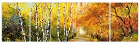 Obraz - Romantyczna aleja wzdłuż wody, obraz olejny (170x50 cm)