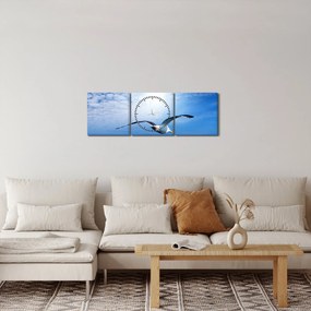 Obraz - Mewa nad morzem (z zegarem) (90x30 cm)