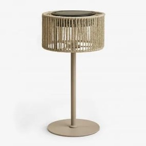 Bezprzewodowa Lampa Stołowa Solarna Led Do Użytku Zewnętrznego Z Żelaza I Plecionego Sznurka Krabi Moka Brown - Sklum