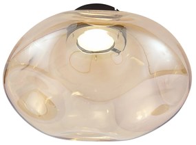 Designerska lampa sufitowa czarna z bursztynowym szkłem - GemmaDesignerski Oswietlenie wewnetrzne