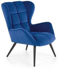 Granatowy pikowany fotel uszak T9-L77