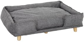 PawHut Sofa dla psa, sofa dla zwierząt, legowisko dla zwierząt, zdejmowany i nadający się do prania pokrowiec, Naturalny+ ciemnoszary