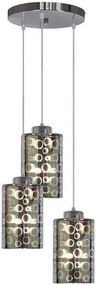 Chromowana potrójna lampa wisząca ze szklanym kloszem - V058 G1-D28