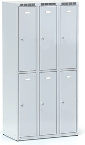 Metalowa szafka skrytkowa S6, 6 schowków, 1800 x 900 x 500 mm, zamek obrotowy, drzwi szare